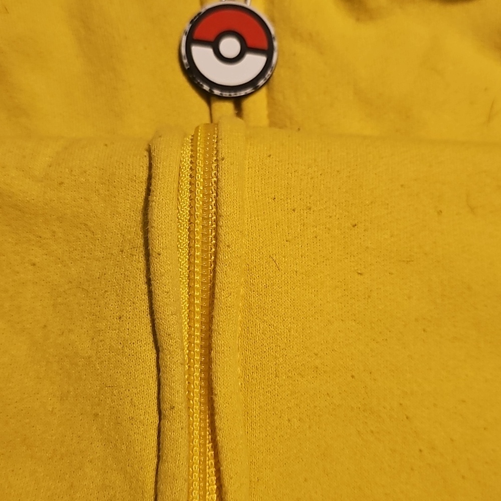 Kids XL Pikachu Yellow Hooded Kids Jacket with Pokeball Zipper - Picture 6 of 7